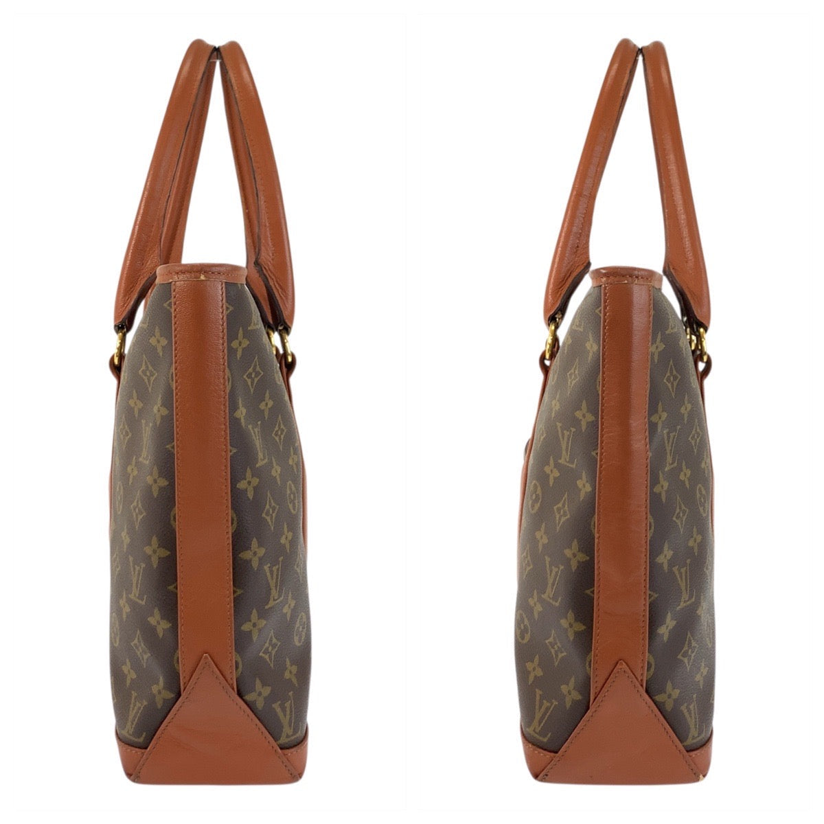 LOUIS VUITTON Tote Bag M42425 PVC, Leather Brown Gold Metal Tote Bag Shoulder Bag Monogram Weekend PM mens Used Authentic