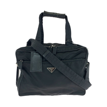 PRADA Business bag V453S Nylon Black SilverMetal Business Bag Shoulder Bag 2way Test Triangle With logo mens Used Authentic