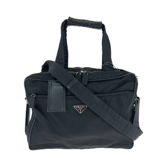 PRADA Business bag V453S Nylon Black SilverMetal Business Bag Shoulder Bag 2way Test Triangle With logo mens Used Authentic