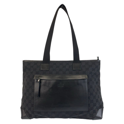 GUCCI Tote Bag 34339 GG canvas, leather Black SilverMetal Tote Bag Shoulder Bag Women Used Authentic