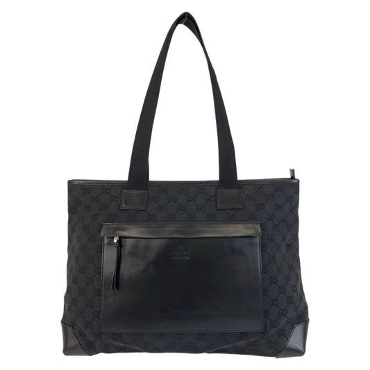 GUCCI Tote Bag 34339 GG canvas, leather Black SilverMetal Tote Bag Shoulder Bag Women Used Authentic