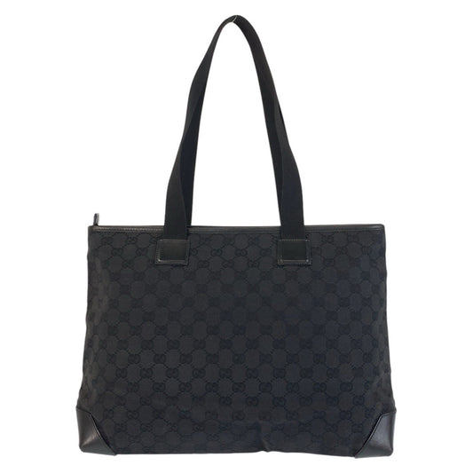 GUCCI Tote Bag 34339 GG canvas, leather Black SilverMetal Tote Bag Shoulder Bag Women Used Authentic
