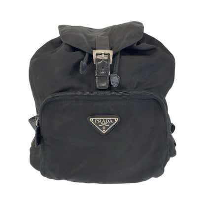 PRADA Backpack Nylon, Leather Black SilverMetal Backpacks & Daypacks Backpacks Test Triangle With logo Women Used Authentic