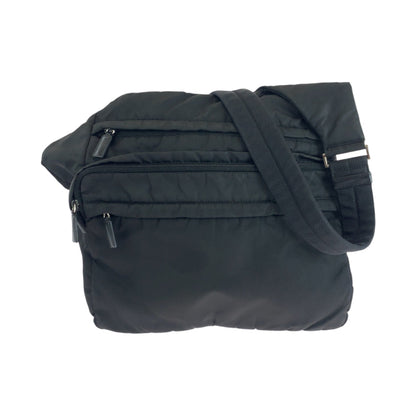 PRADA Shoulder Bag Nylon Black SilverMetal Shoulder Bag Messenger bag Test Triangle With logo mens Used Authentic