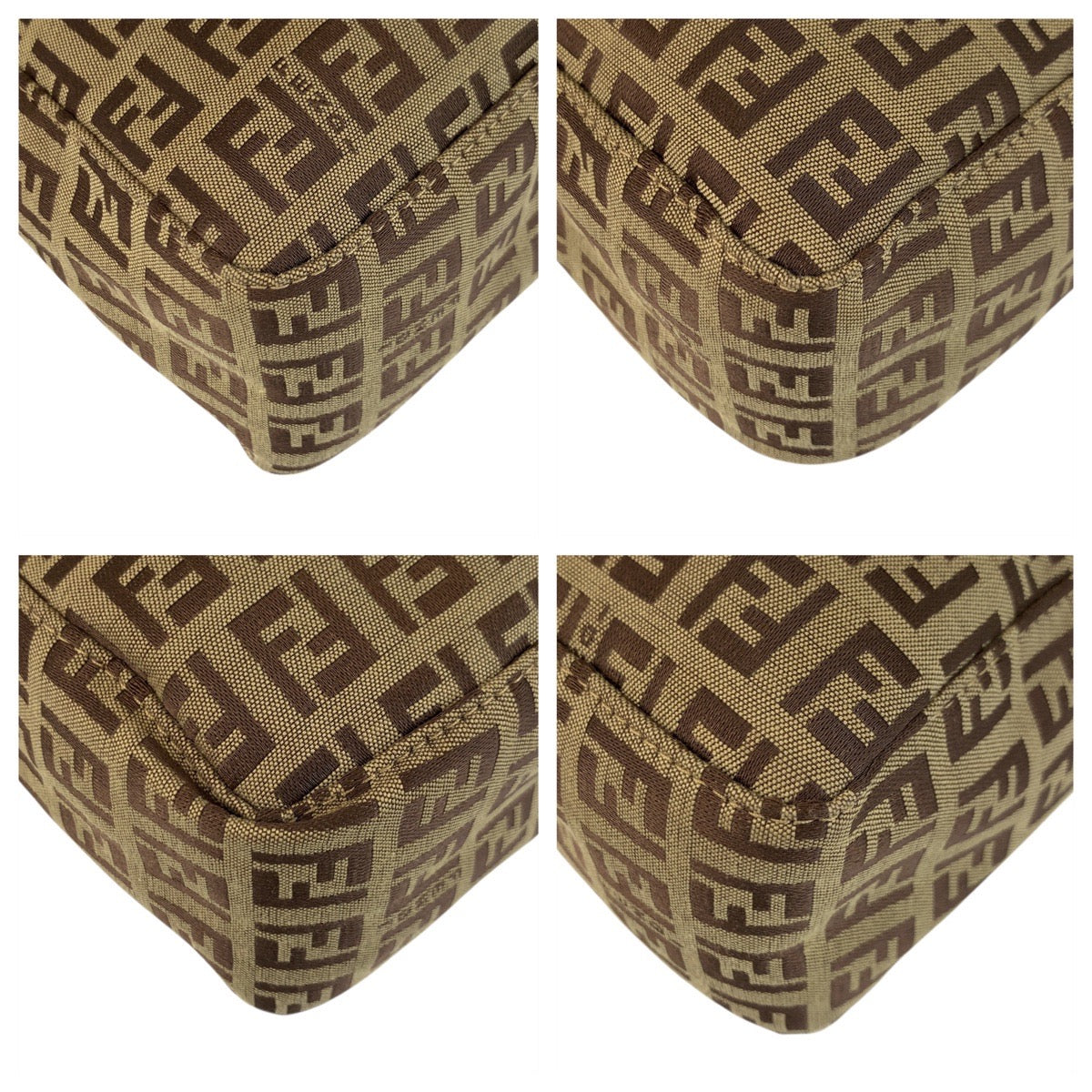 FENDI Tote Bag 8BH006 Canvas, Leather Beige brown Tote Bag handbag Zucchino Women Used Authentic