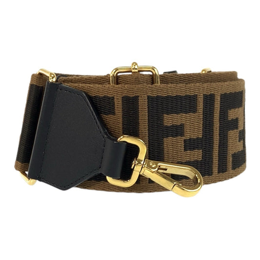 FENDI Shoulder Bag Canvas, Leather Brown Gold Metal Shoulder strap Zucca Women Used Authentic