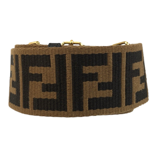 FENDI Shoulder Bag Canvas, Leather Brown Gold Metal Shoulder strap Zucca Women Used Authentic