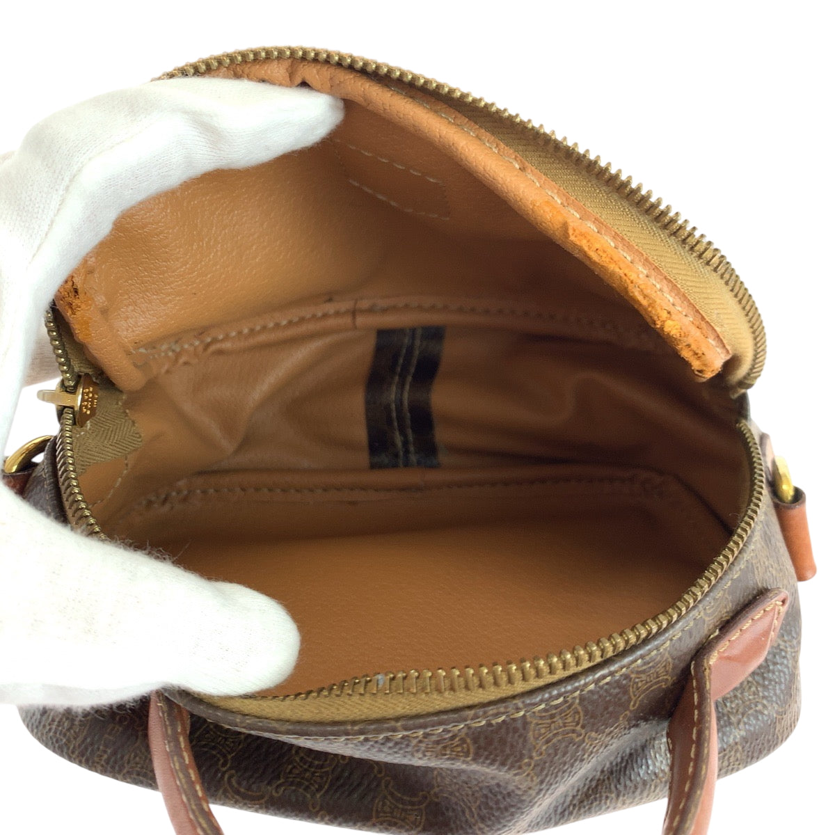 CELINE Shoulder Bag PVC Dark Brown Brown Gold Metal Shoulder Bag Vanity Bag 2way Macadam Women Used Authentic