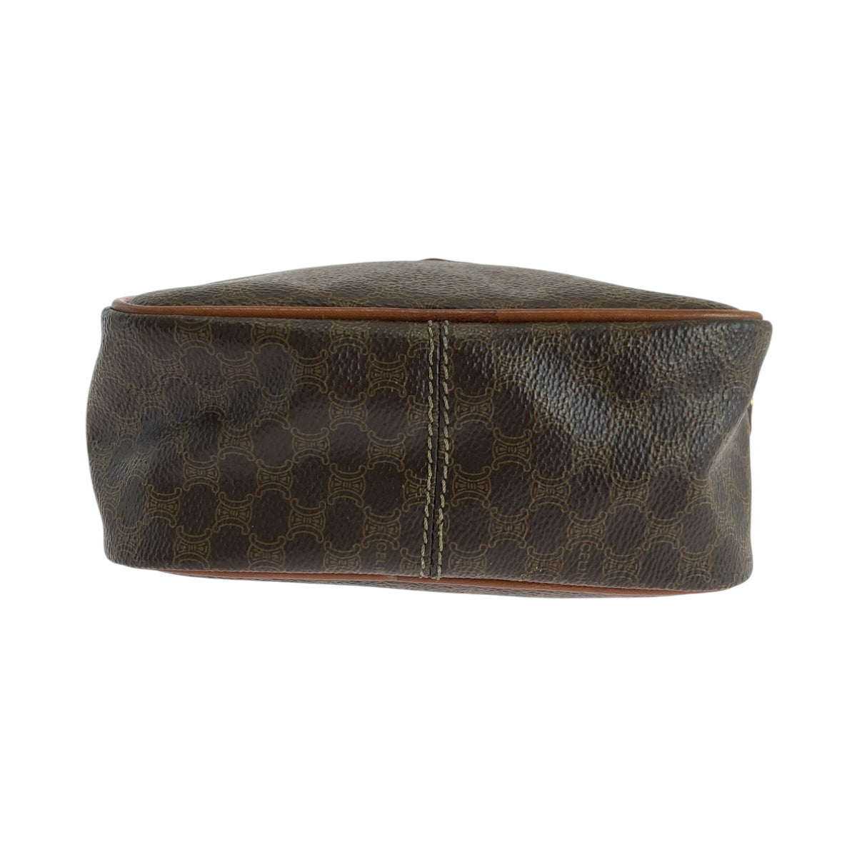 CELINE Shoulder Bag PVC Dark Brown Brown Gold Metal Shoulder Bag Vanity Bag 2way Macadam Women Used Authentic