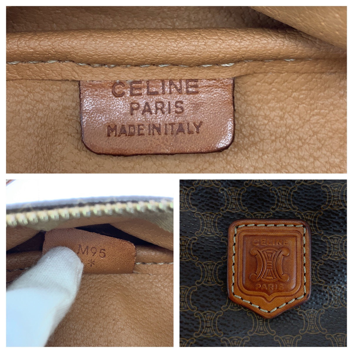 CELINE Shoulder Bag PVC Dark Brown Brown Gold Metal Shoulder Bag Vanity Bag 2way Macadam Women Used Authentic