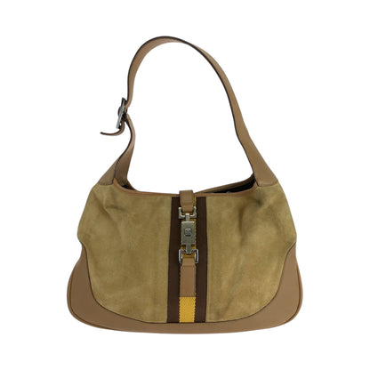 GUCCI Shoulder Bag 001 3306 Suede, Leather Camel Brown SilverMetal Hobo Shoulder Bag Jackie Sherry Women Used Authentic