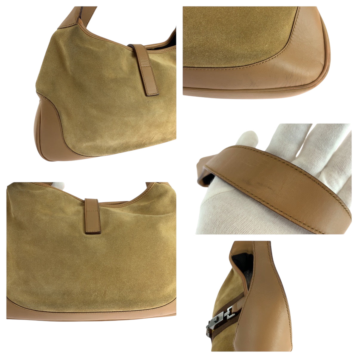 GUCCI Shoulder Bag 001 3306 Suede, Leather Camel Brown SilverMetal Hobo Shoulder Bag Jackie Sherry Women Used Authentic