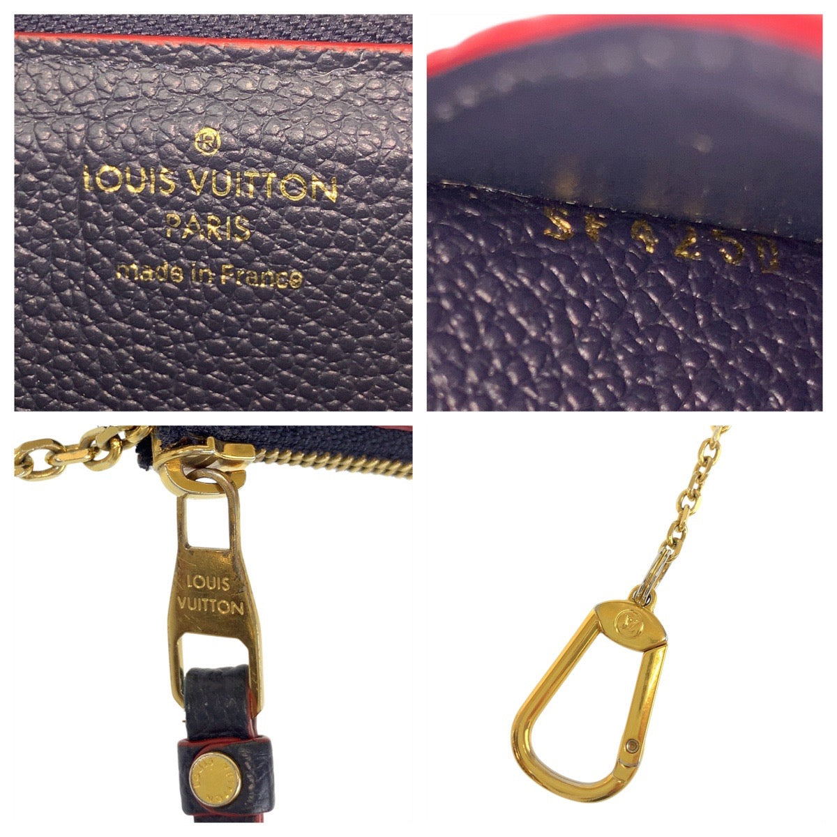 LOUIS VUITTON Coin case M69420 leather Marine Rouge Navy Gold Metal Coin case Card Case Monogram Unplant Porto Cult Recto Verso Women Used Authentic