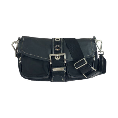 PRADA Shoulder Bag BR2417 Nylon, Leather Black SilverMetal Shoulder Bag pochette Test Triangle With logo Women Used Authentic