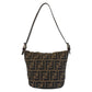 FENDI Shoulder Bag Canvas, Leather Brown Silver Metal Zucca Mamma Bucket Women Used Authentic