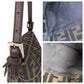 FENDI Shoulder Bag Canvas, Leather Brown Silver Metal Zucca Mamma Bucket Women Used Authentic