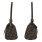 FENDI Shoulder Bag Canvas, Leather Brown Silver Metal Zucca Mamma Bucket Women Used Authentic
