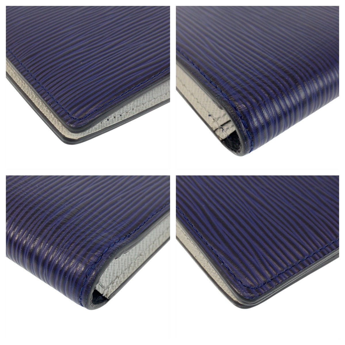 LOUIS VUITTON Long Wallet Purse M81371 leather Navy white Long Wallet Purse Epi Monogram Eclipse Portefeuille Braza mens Used Authentic