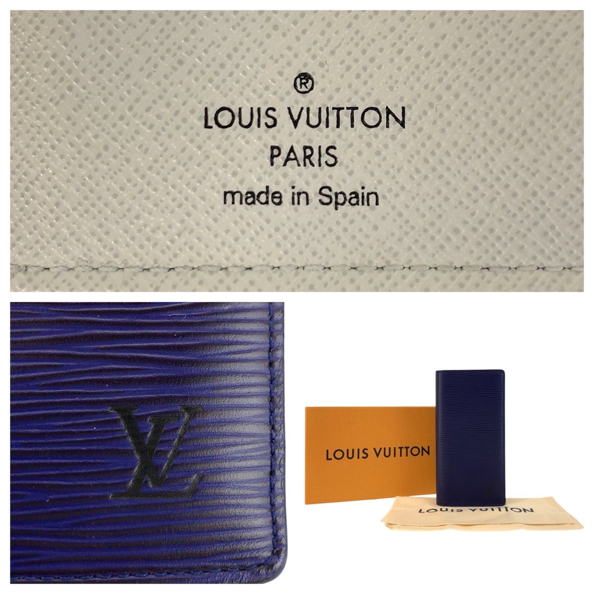 LOUIS VUITTON Long Wallet Purse M81371 leather Navy white Long Wallet Purse Epi Monogram Eclipse Portefeuille Braza mens Used Authentic