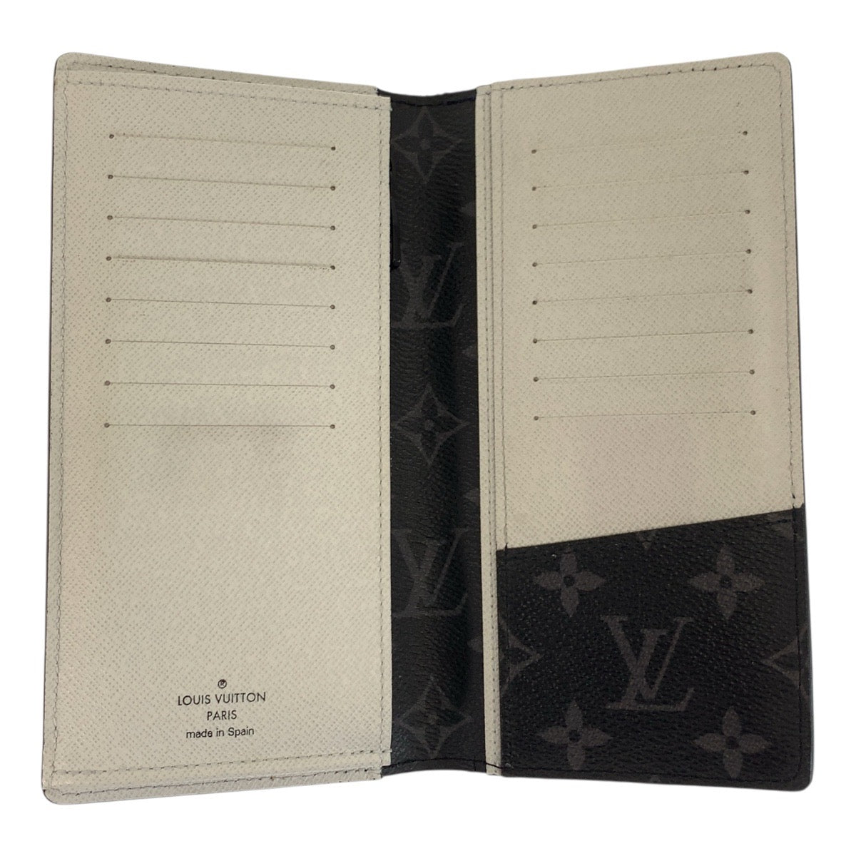 LOUIS VUITTON Long Wallet Purse M81371 leather Navy white Long Wallet Purse Epi Monogram Eclipse Portefeuille Braza mens Used Authentic