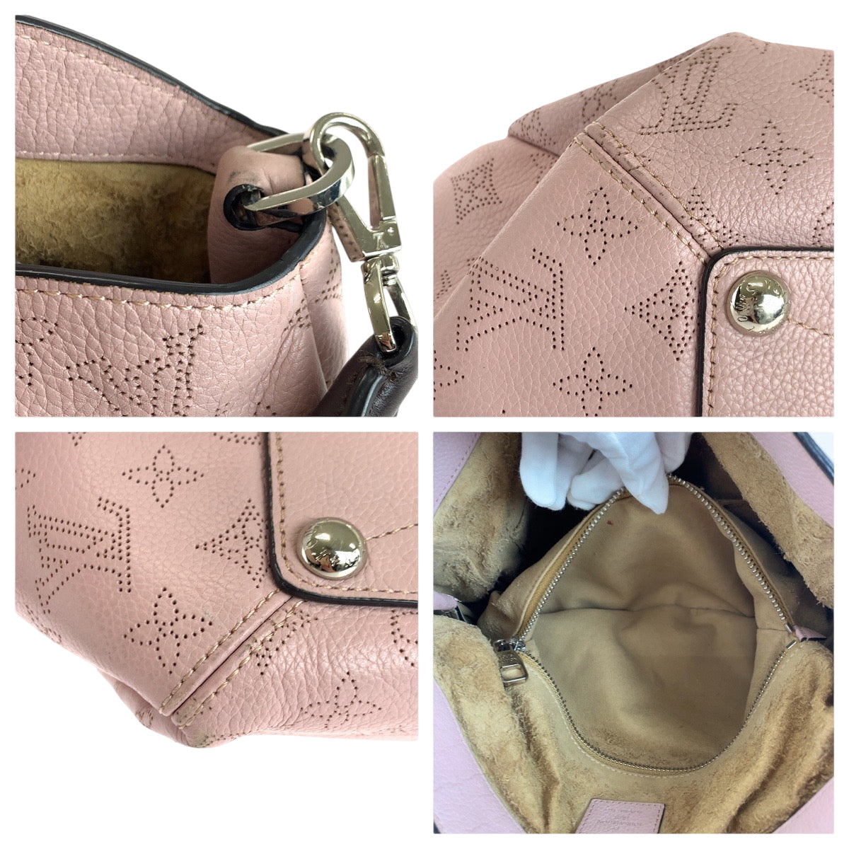 LOUIS VUITTON Shoulder Bag M50033 leather Magnolia Pink SilverMetal Shoulder Bag Handbag 2way Monogram Mahina BabylonePM Women Used Authentic