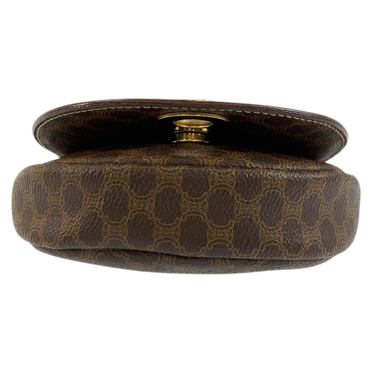CELINE Shoulder Bag M09 PVC, Leather Brown Gold Metal Shoulder Bag pochette Macadam Circle Logo Women Used Authentic