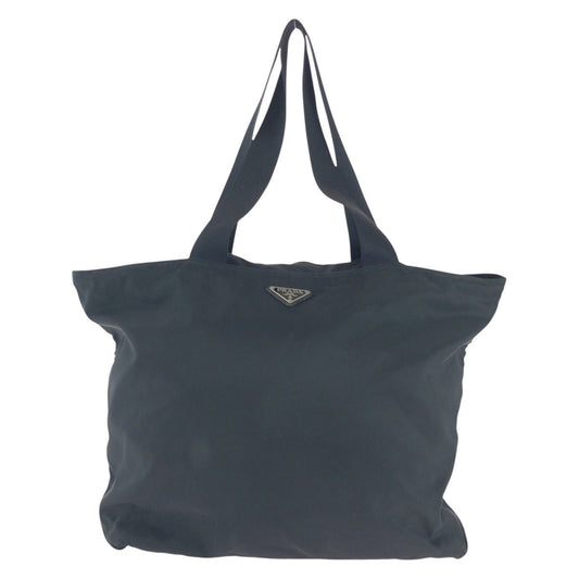 PRADA Shoulder Bag Nylon Black SilverMetal Shoulder Bag Handbag Unisex Test Triangle With logo Women Used Authentic