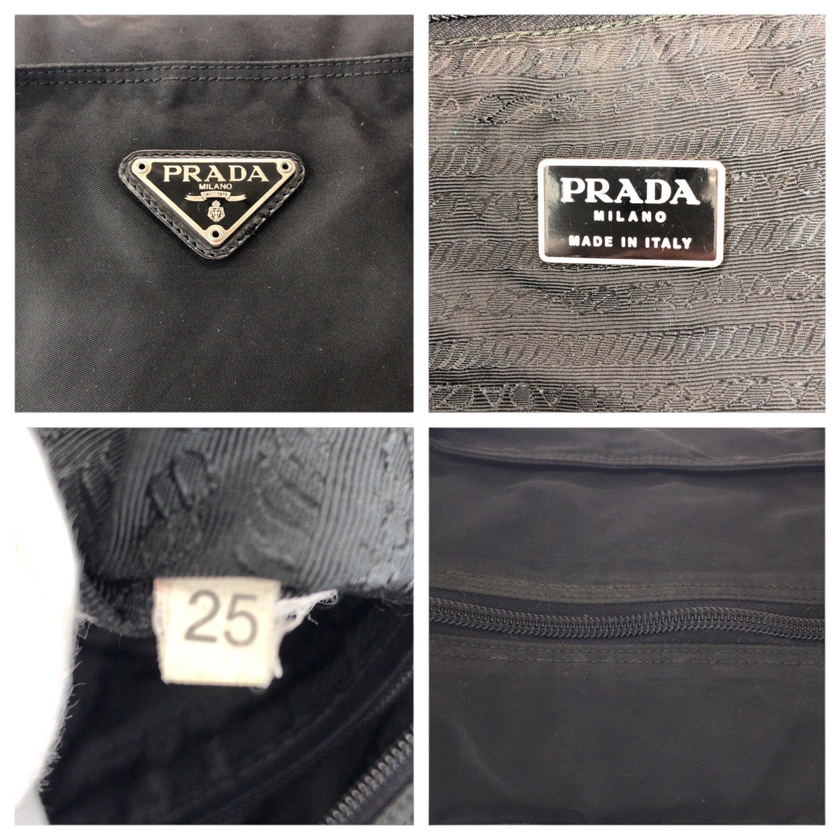 PRADA Shoulder Bag Nylon Black SilverMetal Shoulder Bag Handbag Unisex Test Triangle With logo Women Used Authentic