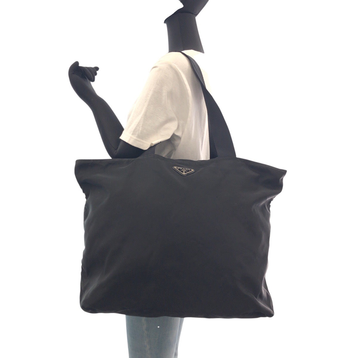 PRADA Shoulder Bag Nylon Black SilverMetal Shoulder Bag Handbag Unisex Test Triangle With logo Women Used Authentic