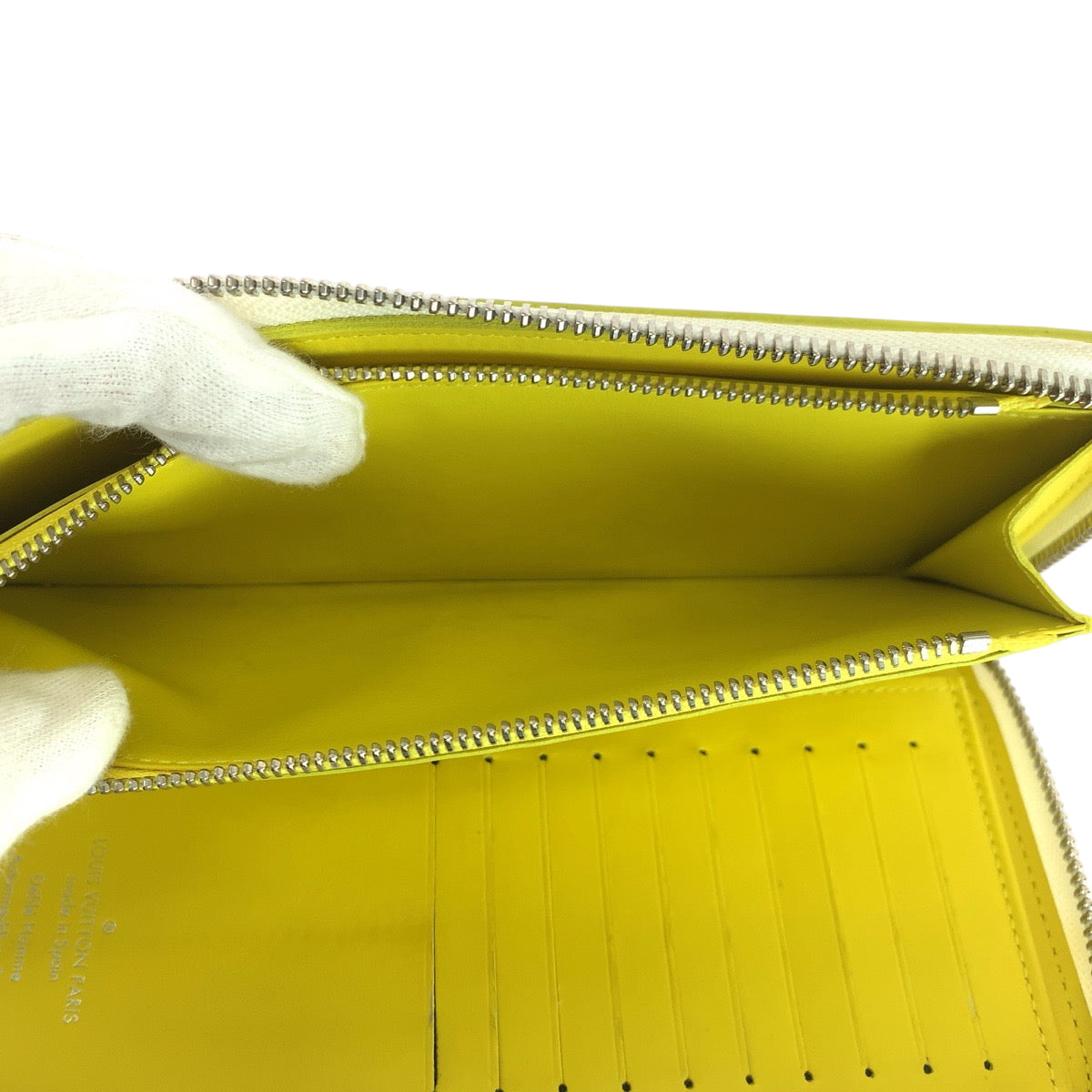 LOUIS VUITTON Long Wallet Purse M80852 leather Yellow White SilverMetal Long Wallet Purse Zip Around Everyday LV Zippy Wallet Vertical mens Used Authentic