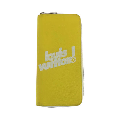 LOUIS VUITTON Long Wallet Purse M80852 leather Yellow White SilverMetal Long Wallet Purse Zip Around Everyday LV Zippy Wallet Vertical mens Used Authentic
