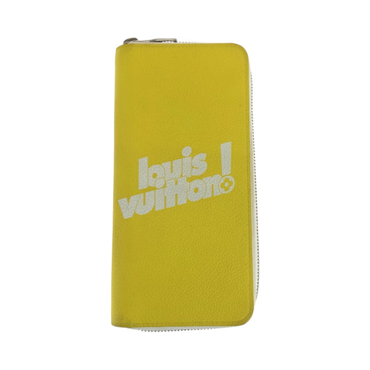 LOUIS VUITTON Long Wallet Purse M80852 leather Yellow White SilverMetal Long Wallet Purse Zip Around Everyday LV Zippy Wallet Vertical mens Used Authentic
