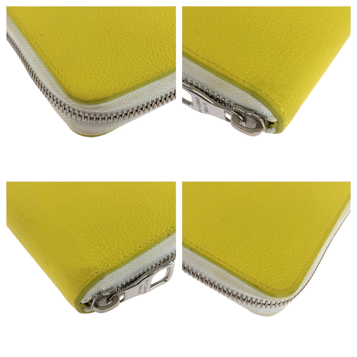 LOUIS VUITTON Long Wallet Purse M80852 leather Yellow White SilverMetal Long Wallet Purse Zip Around Everyday LV Zippy Wallet Vertical mens Used Authentic