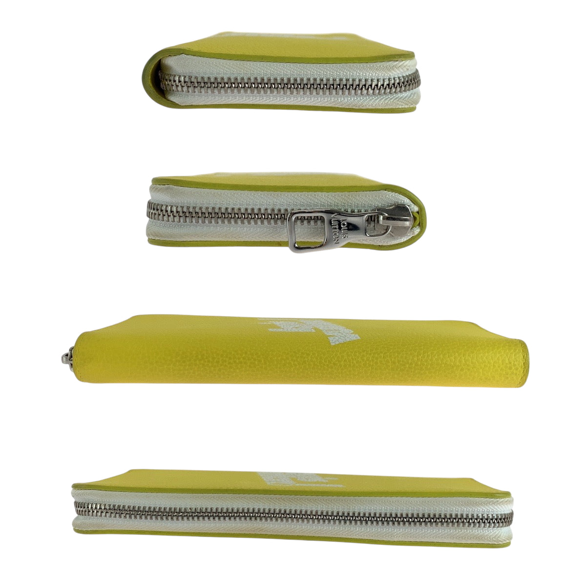 LOUIS VUITTON Long Wallet Purse M80852 leather Yellow White SilverMetal Long Wallet Purse Zip Around Everyday LV Zippy Wallet Vertical mens Used Authentic