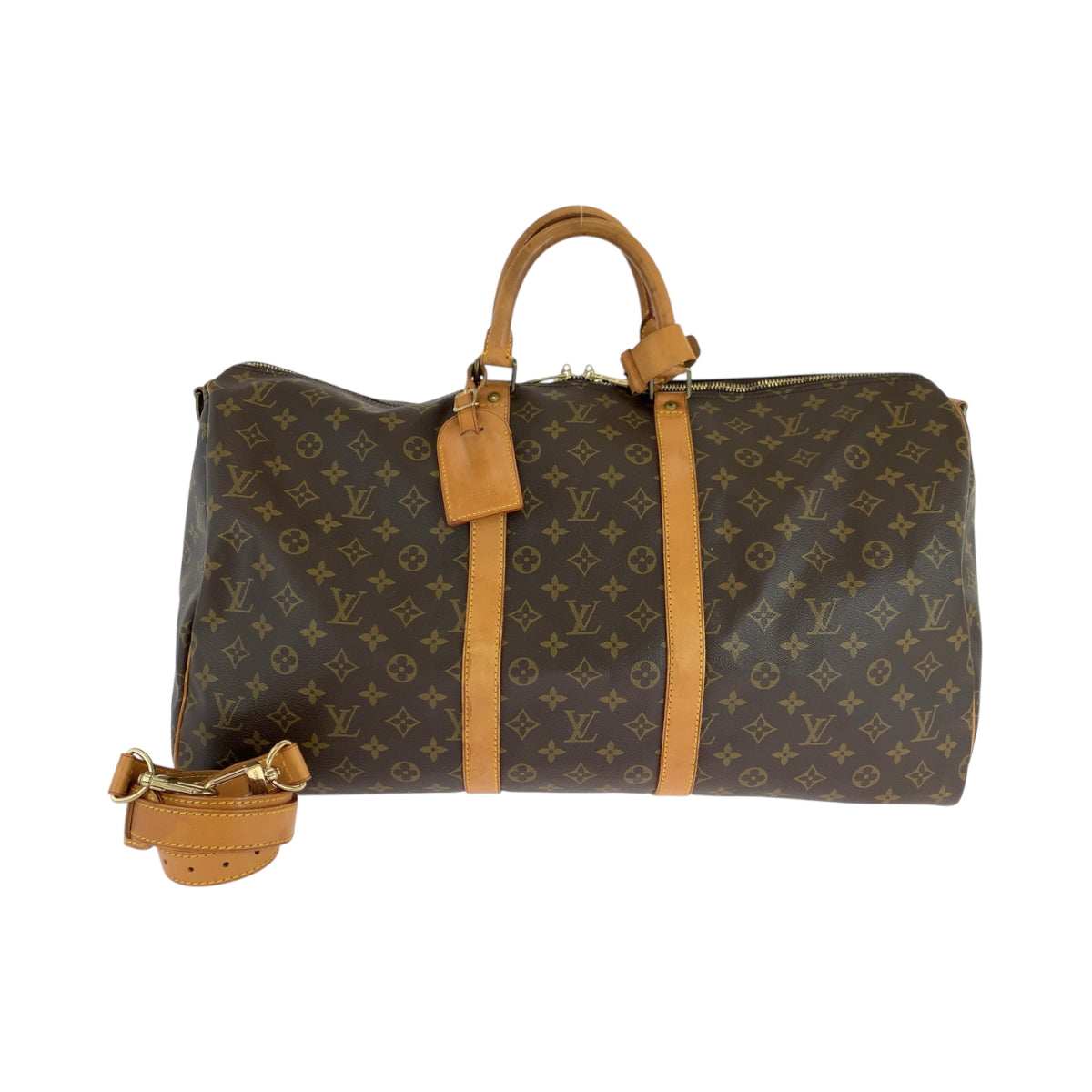 LOUIS VUITTON Boston Duffel bag M41414 PVC Brown Gold Metal Boston Duffel bag Shoulder Bag 2way Monogram Keepall 55 bandouliere Women Used Authentic