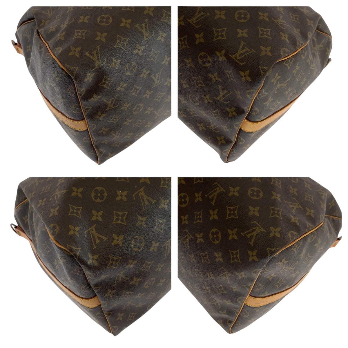 LOUIS VUITTON Boston Duffel bag M41414 PVC Brown Gold Metal Boston Duffel bag Shoulder Bag 2way Monogram Keepall 55 bandouliere Women Used Authentic