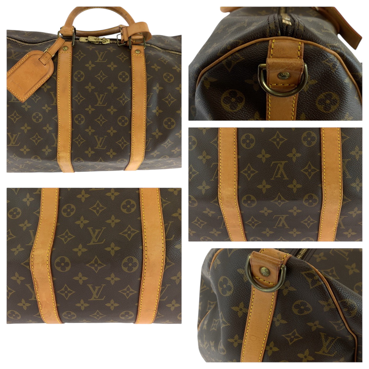 LOUIS VUITTON Boston Duffel bag M41414 PVC Brown Gold Metal Boston Duffel bag Shoulder Bag 2way Monogram Keepall 55 bandouliere Women Used Authentic