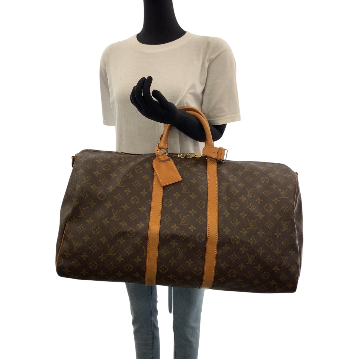 LOUIS VUITTON Boston Duffel bag M41414 PVC Brown Gold Metal Boston Duffel bag Shoulder Bag 2way Monogram Keepall 55 bandouliere Women Used Authentic