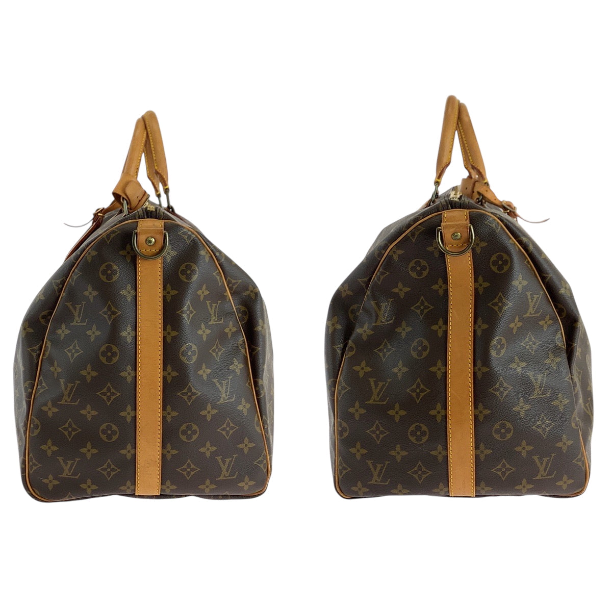 LOUIS VUITTON Boston Duffel bag M41414 PVC Brown Gold Metal Boston Duffel bag Shoulder Bag 2way Monogram Keepall 55 bandouliere Women Used Authentic