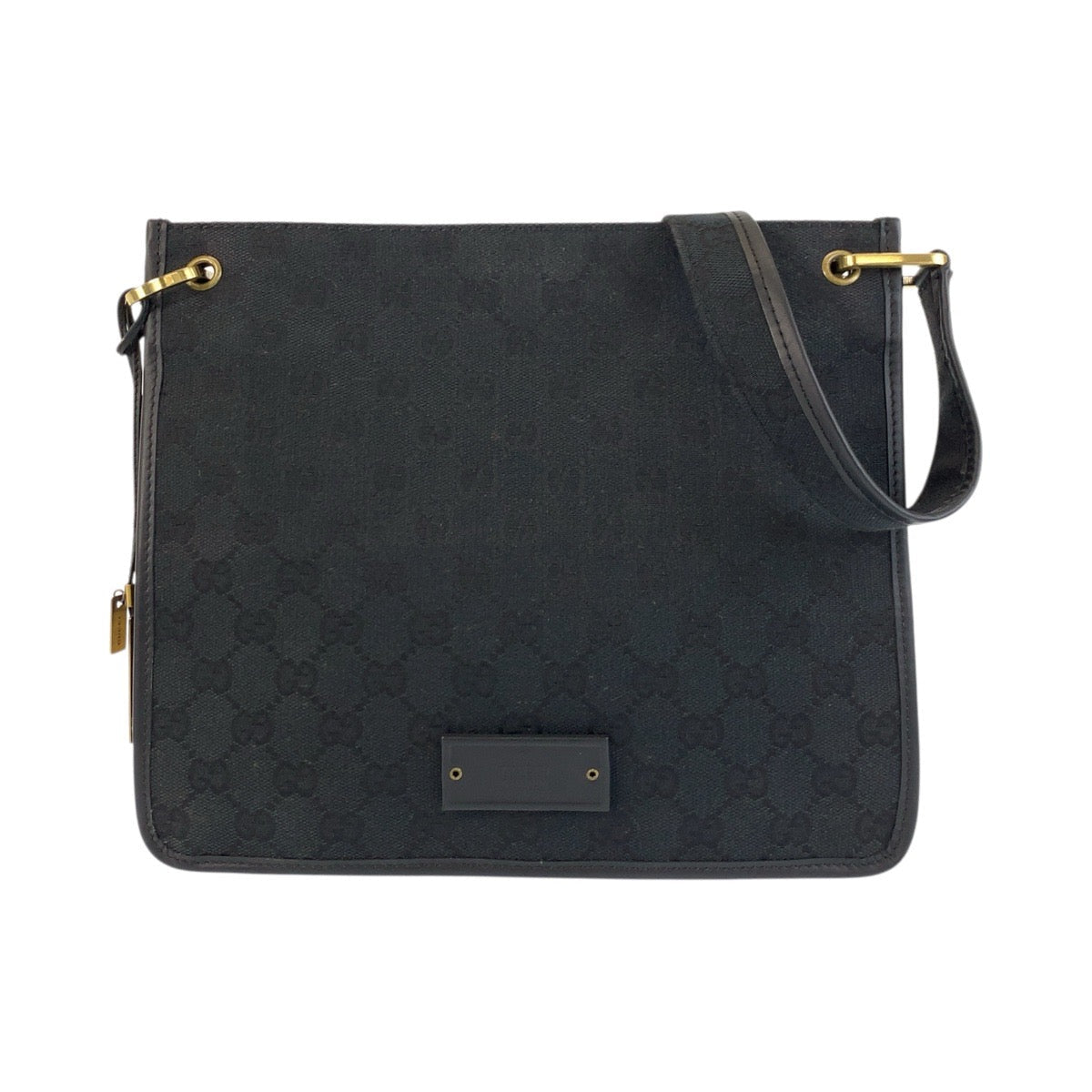 GUCCI Shoulder Bag 91762 GG canvas, leather Black GoldMetal Shoulder Bag pochette Women Used Authentic