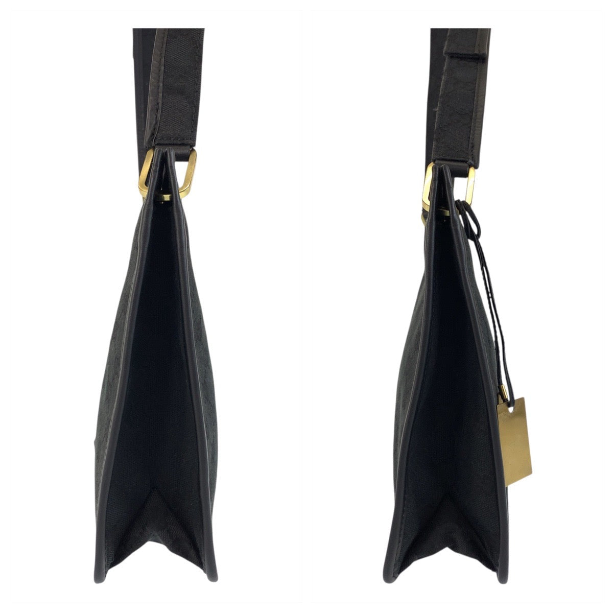 GUCCI Shoulder Bag 91762 GG canvas, leather Black GoldMetal Shoulder Bag pochette Women Used Authentic