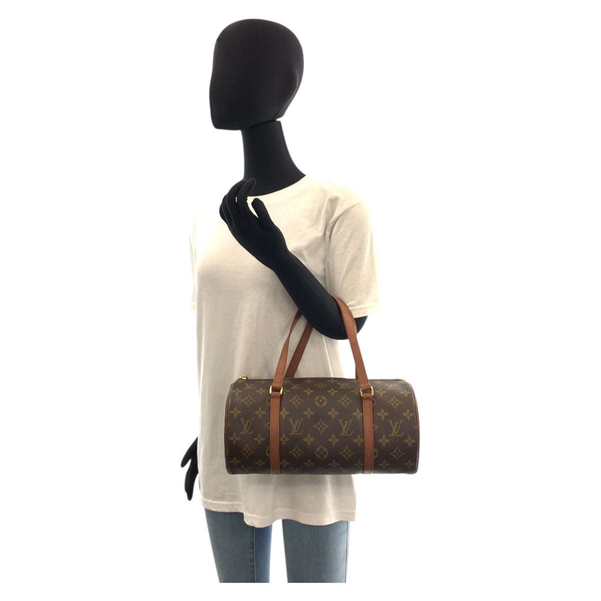 LOUIS VUITTON Handbag M51365 PVC, Leather Brown Gold Metal Monogram Papillon 30 Women Used Authentic