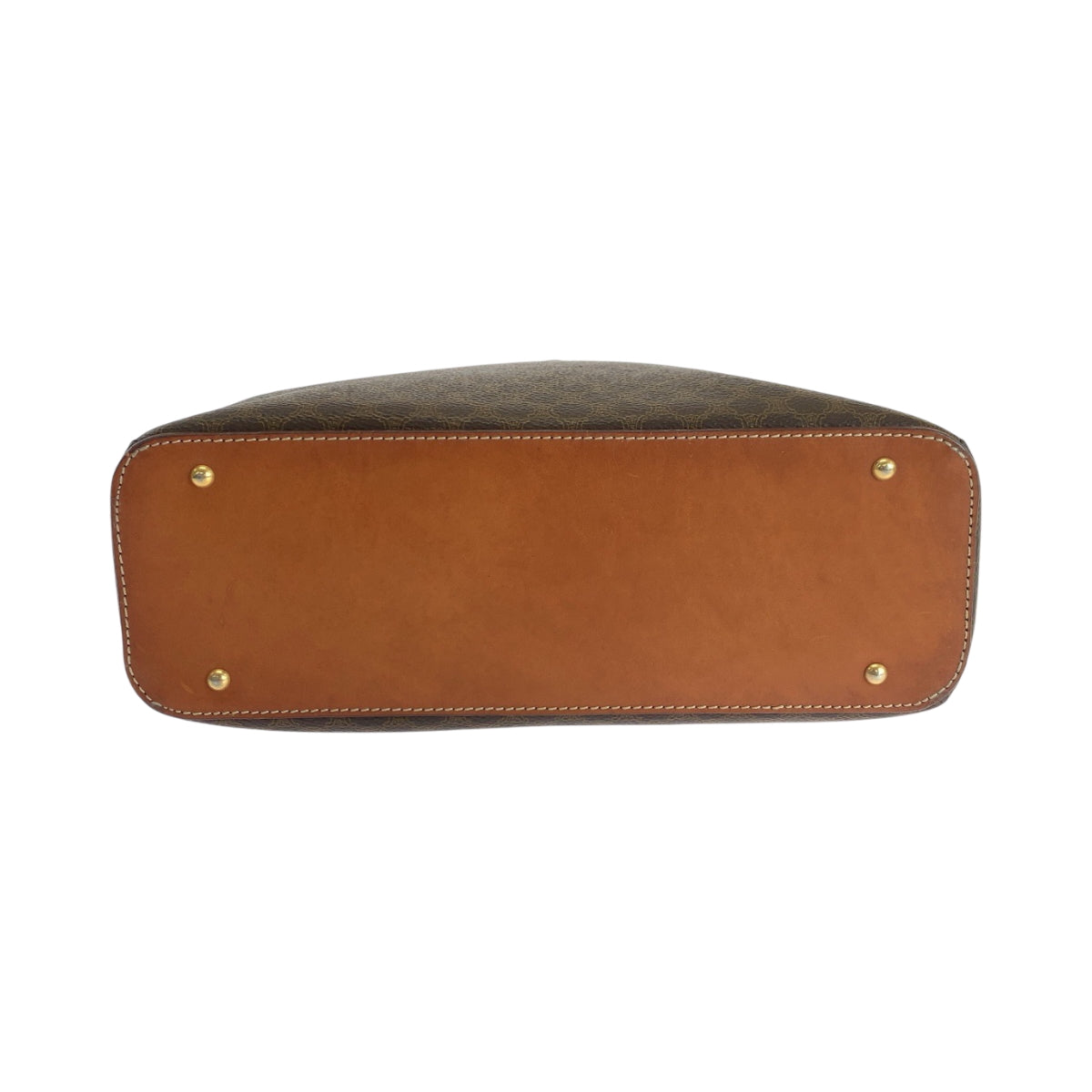 CELINE Handbag PVC, Leather Brown Gold Metal Handbag Vanity Bag Mini Boston Duffel Bag Macadam Women Used Authentic