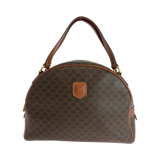 CELINE Handbag PVC, Leather Brown Gold Metal Handbag Vanity Bag Mini Boston Duffel Bag Macadam Women Used Authentic