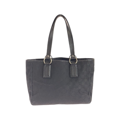 GUCCI Tote Bag 113019 GG canvas, leather Black SilverMetal Tote Bag Shoulder Bag Women Used Authentic