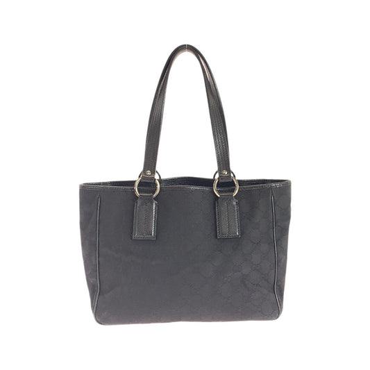 GUCCI Tote Bag 113019 GG canvas, leather Black SilverMetal Tote Bag Shoulder Bag Women Used Authentic