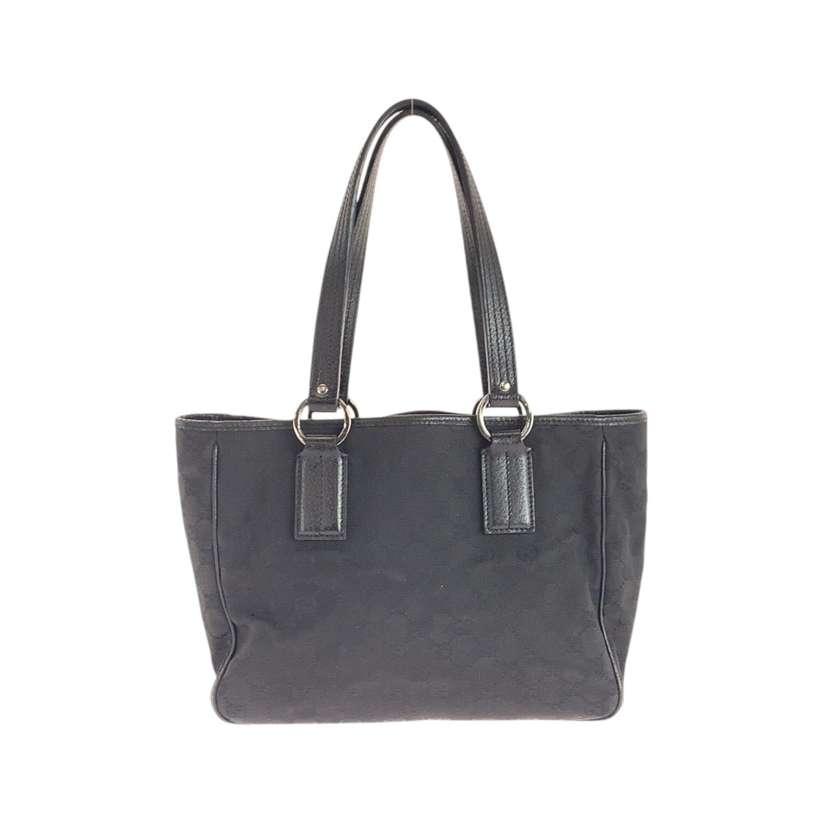 GUCCI Tote Bag 113019 GG canvas, leather Black SilverMetal Tote Bag Shoulder Bag Women Used Authentic