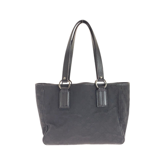 GUCCI Tote Bag 113019 GG canvas, leather Black SilverMetal Tote Bag Shoulder Bag Women Used Authentic