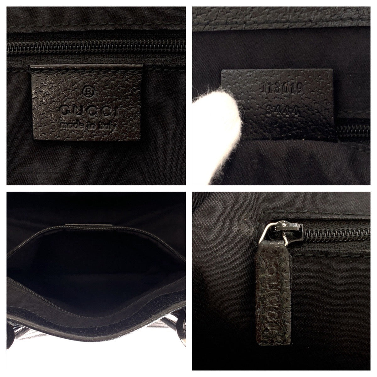 GUCCI Tote Bag 113019 GG canvas, leather Black SilverMetal Tote Bag Shoulder Bag Women Used Authentic