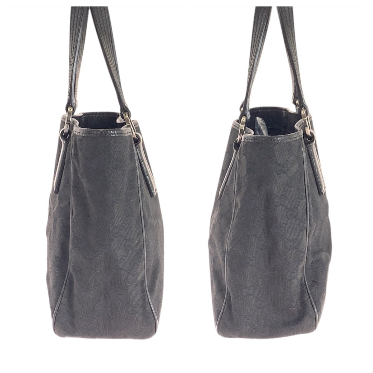 GUCCI Tote Bag 113019 GG canvas, leather Black SilverMetal Tote Bag Shoulder Bag Women Used Authentic